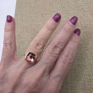 Gold Ring with Pink Gemstone